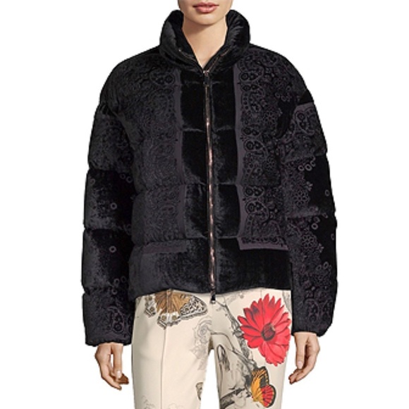 Moncler Jackets & Blazers - Moncler Labbe Printed Velvet Puffer Coat